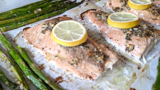 salmon and asparagus